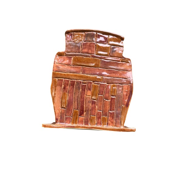 Unbranded Other - Handmade Studio Pottery Brick Texture Vase Brown Glazed Ceramic Art Decor